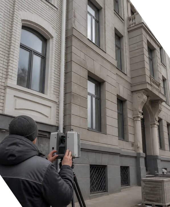 Лазерное сканирование фасадов зданий для обследования в Кронштадте